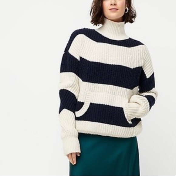 J Crew Frontpocket Striped Turtleneck 